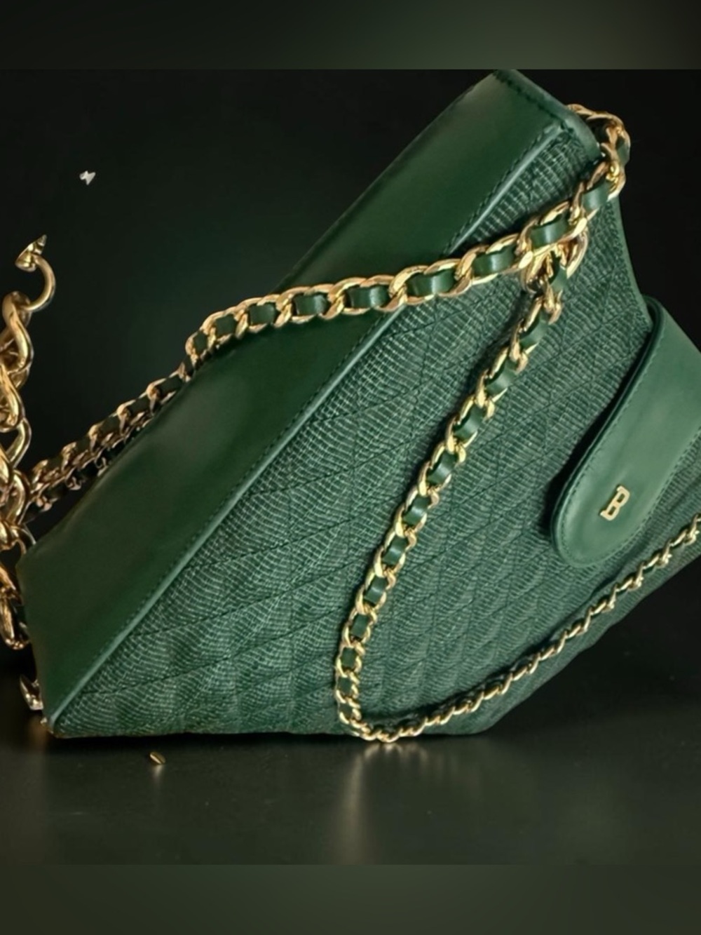 Vintage BALLY dark,green shoulder bag, RARE EUC - Picture 8 of 15